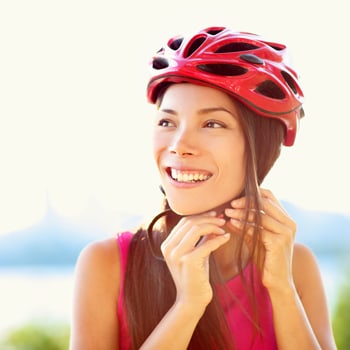 Woman wearing a helmet image