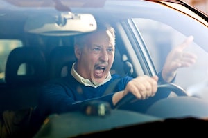 angry old man driving
